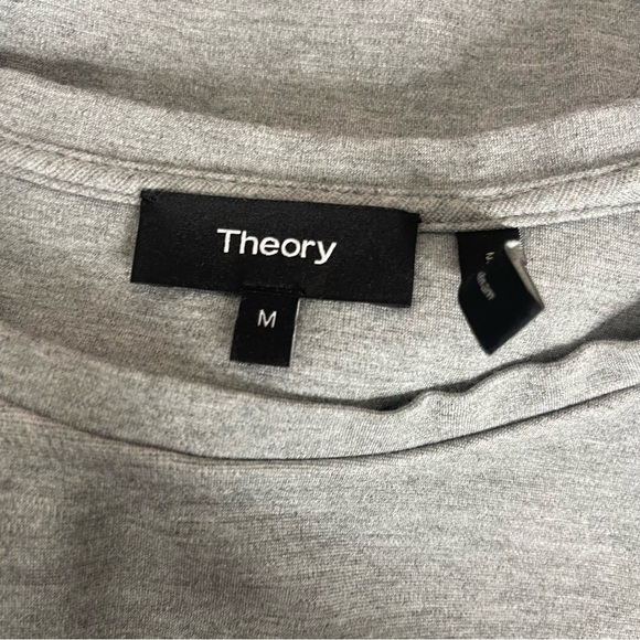 Theory Gray Ranzini Melange Knit Crew Neck Boxy Long Sleeve Sweatshirt Size M - Picture 4 of 7